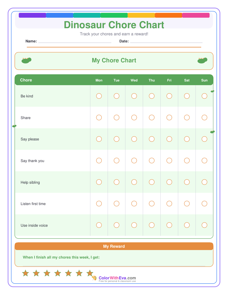 Dinosaur Chore Chart preview