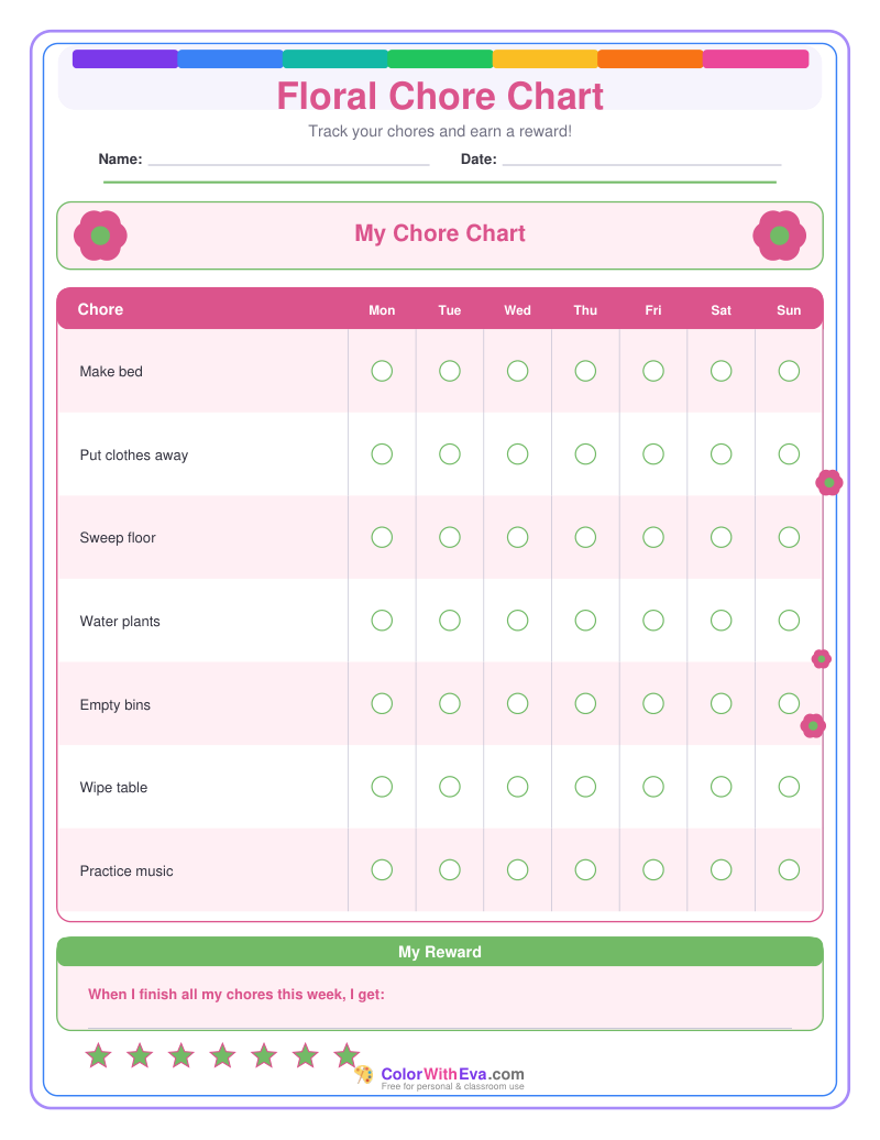 Floral Chore Chart preview
