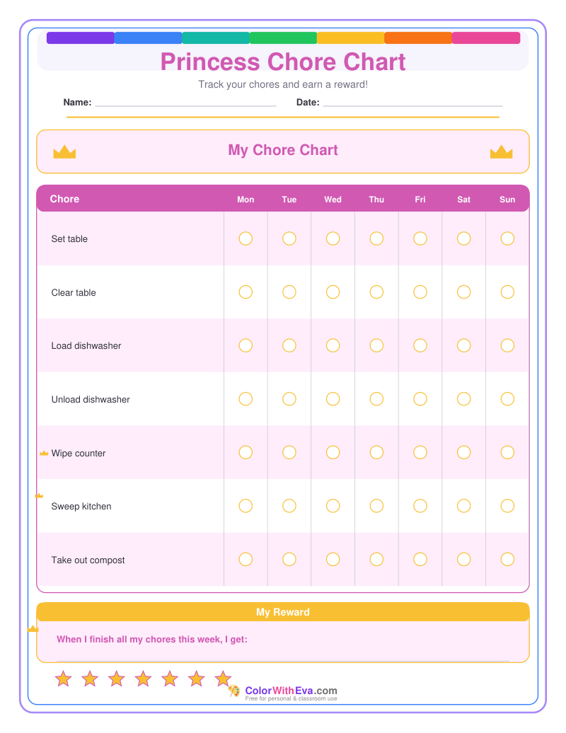 Princess Chore Chart preview