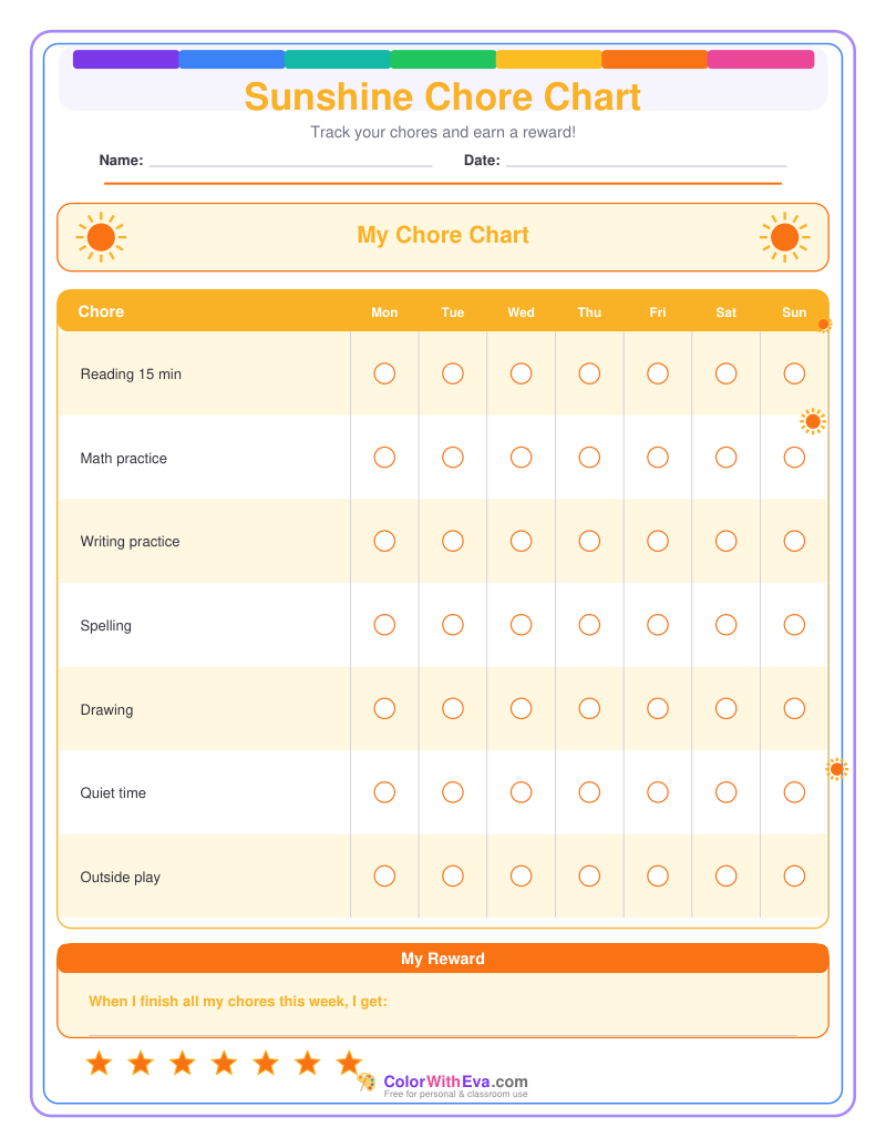 Sunshine Chore Chart preview