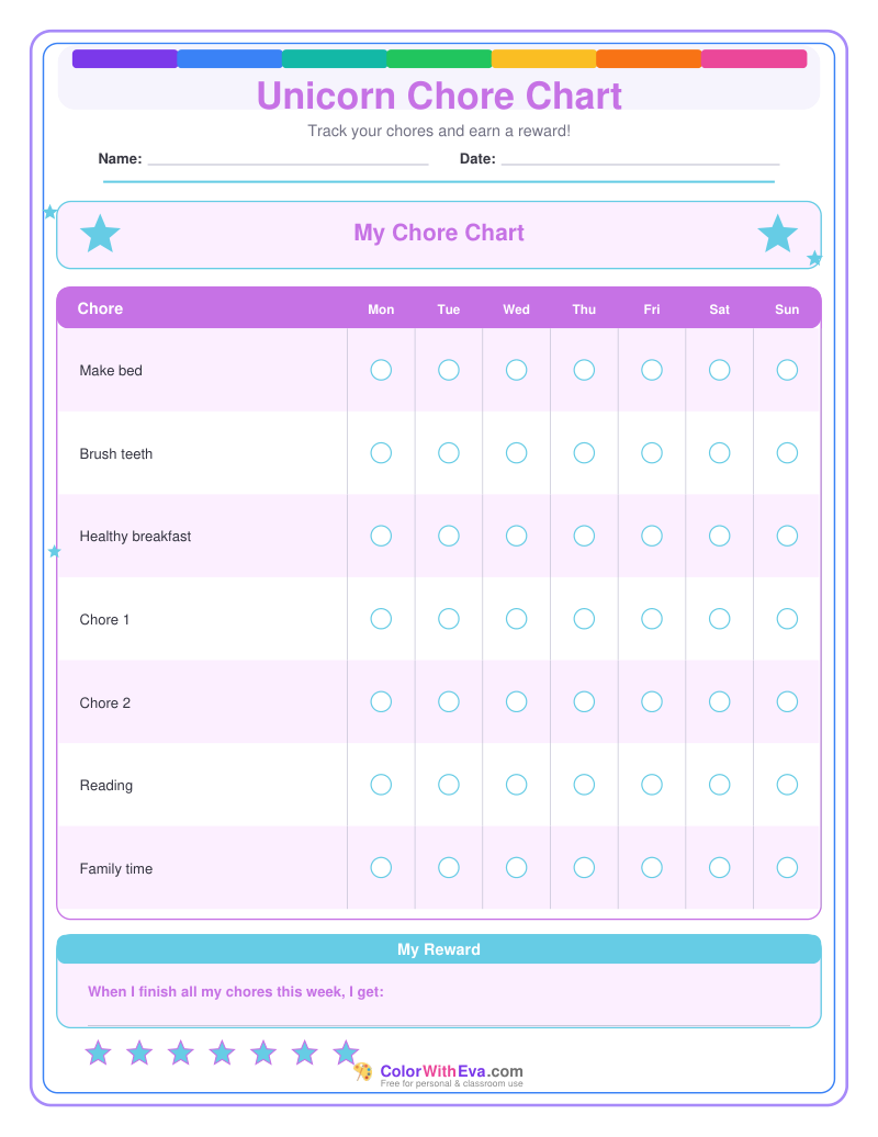 Unicorn Chore Chart preview