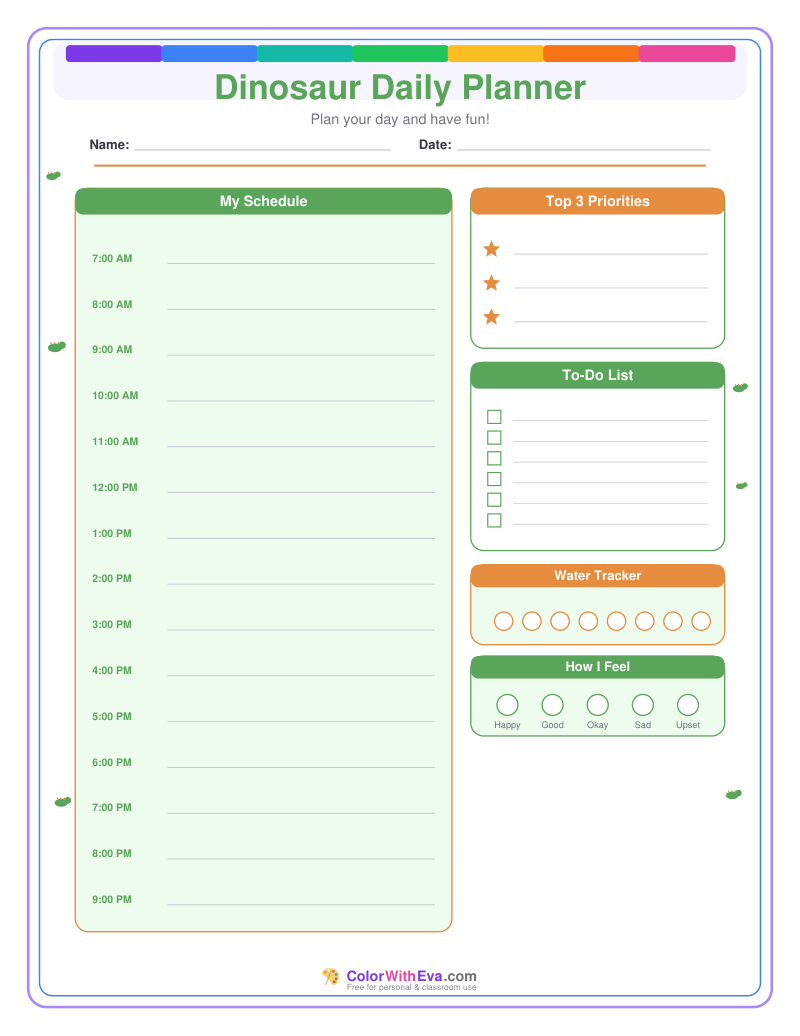 Dinosaur Daily Planner preview