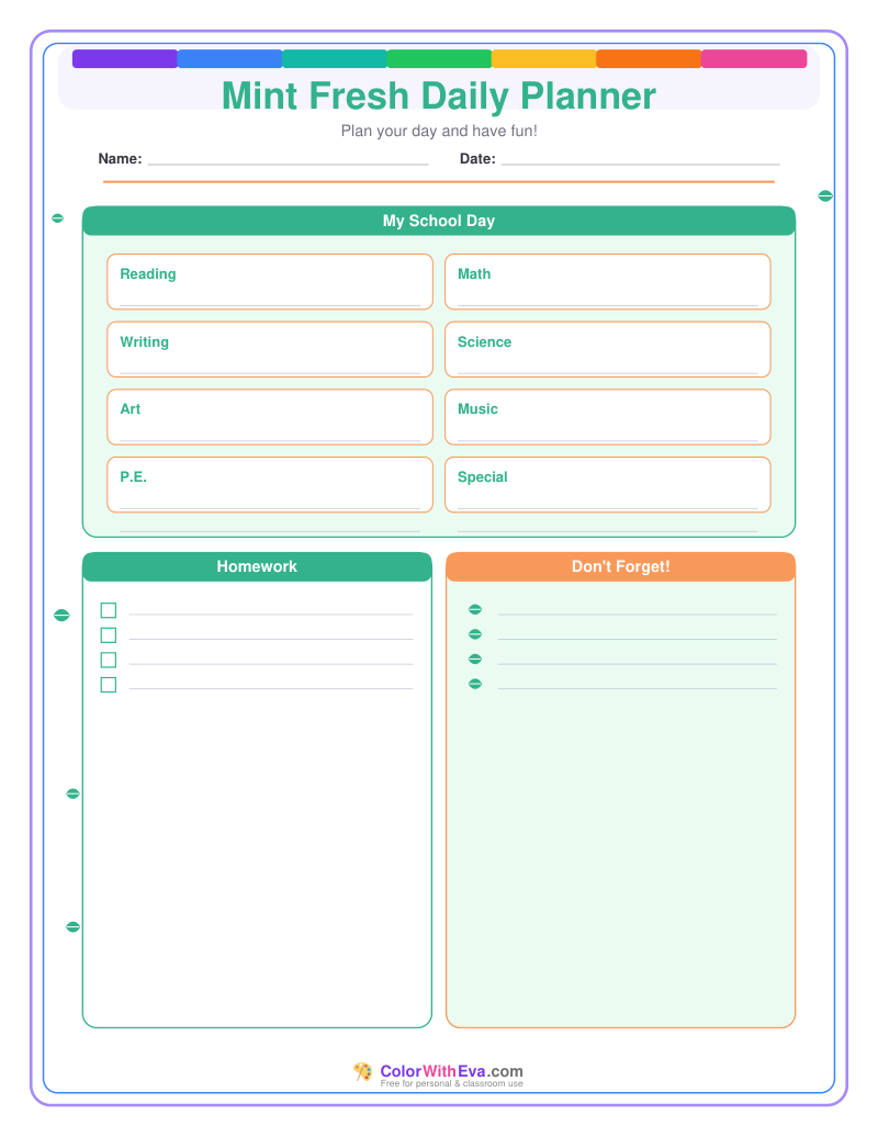 Mint Fresh Daily Planner preview