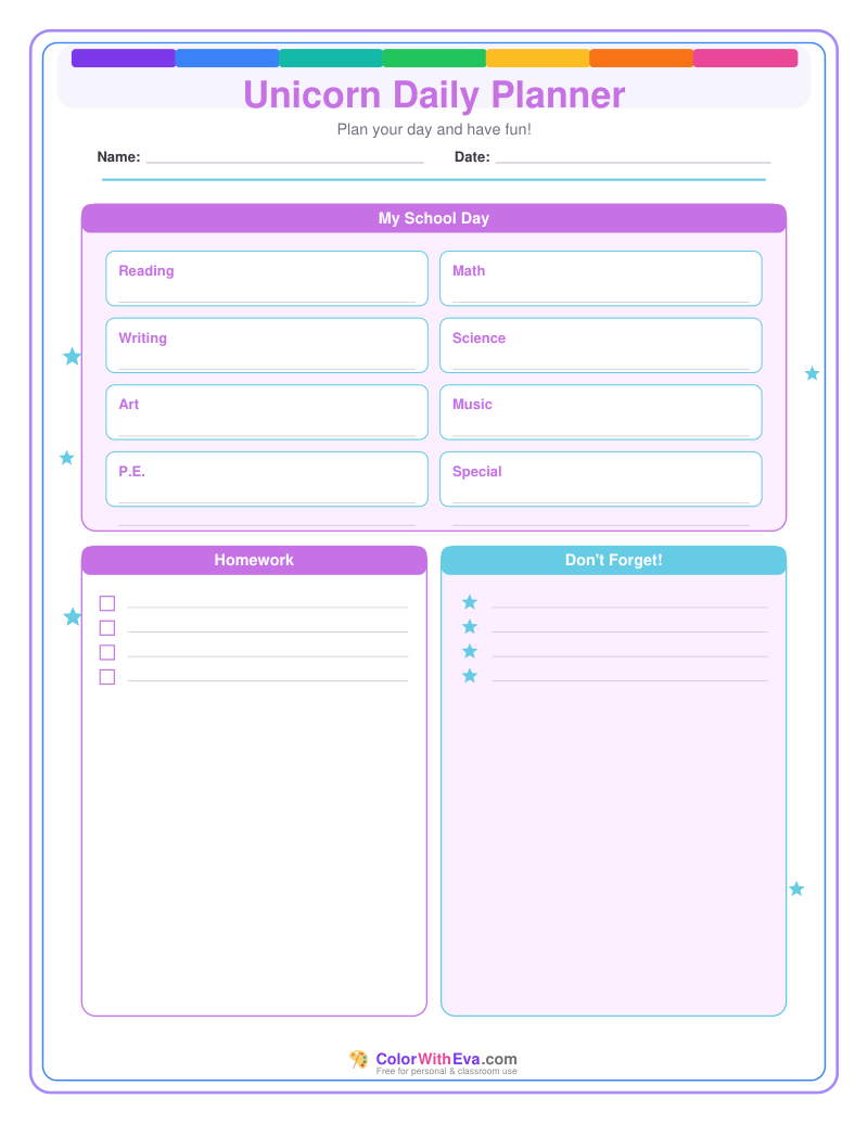 Unicorn Daily Planner preview