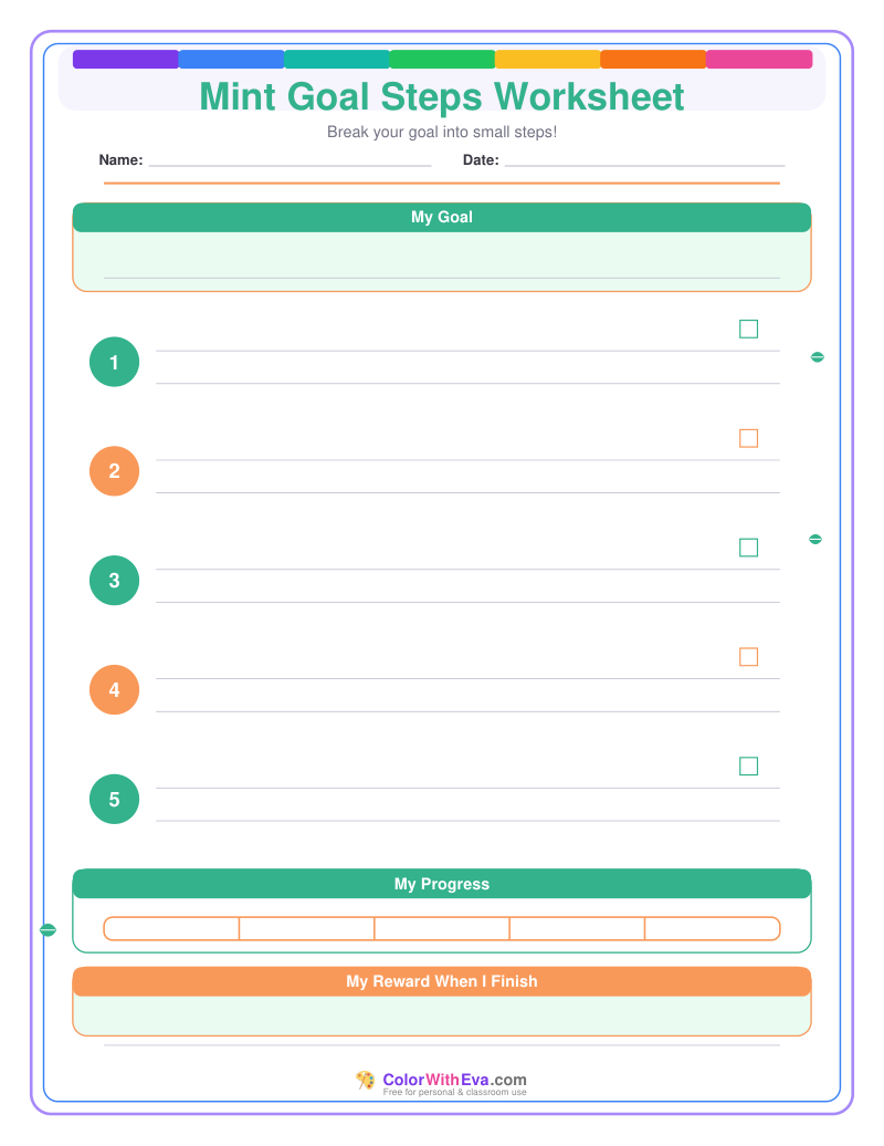 Mint Goal Steps Worksheet preview