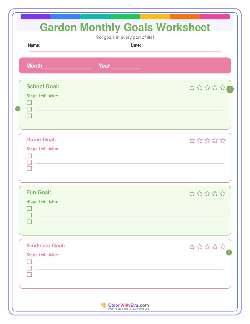 Garden Monthly Goals Worksheet preview