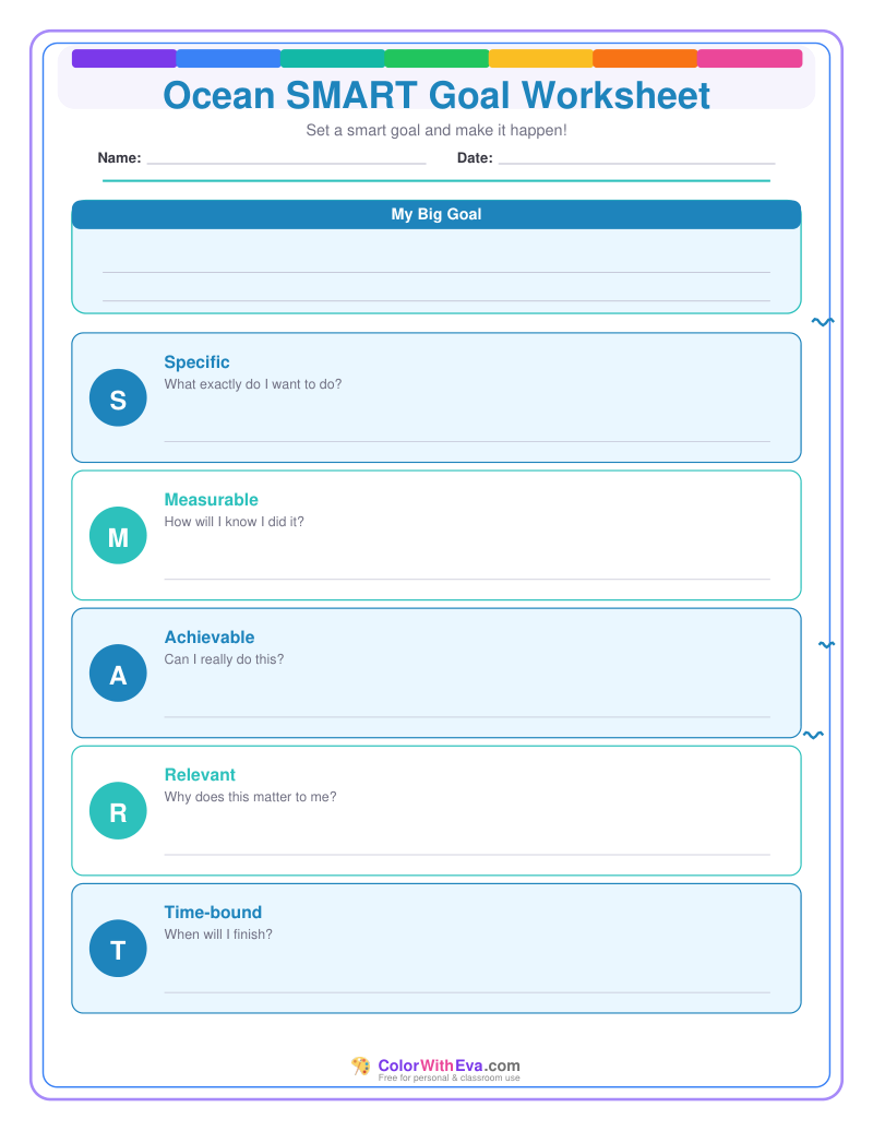 Ocean SMART Goal Worksheet preview