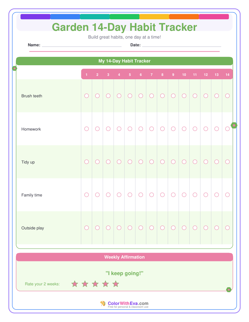Garden 14-Day Habit Tracker preview
