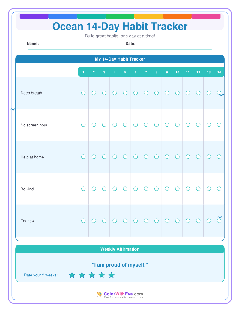 Ocean 14-Day Habit Tracker preview