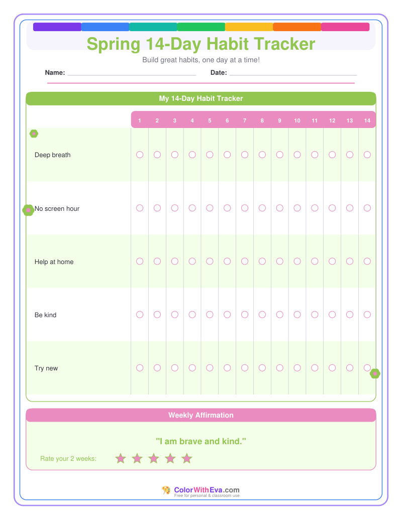 Spring 14-Day Habit Tracker preview