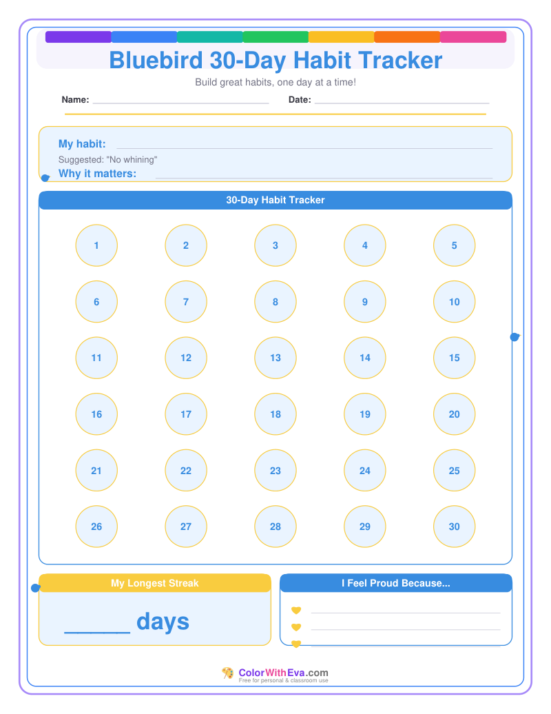 Bluebird 30-Day Habit Tracker preview