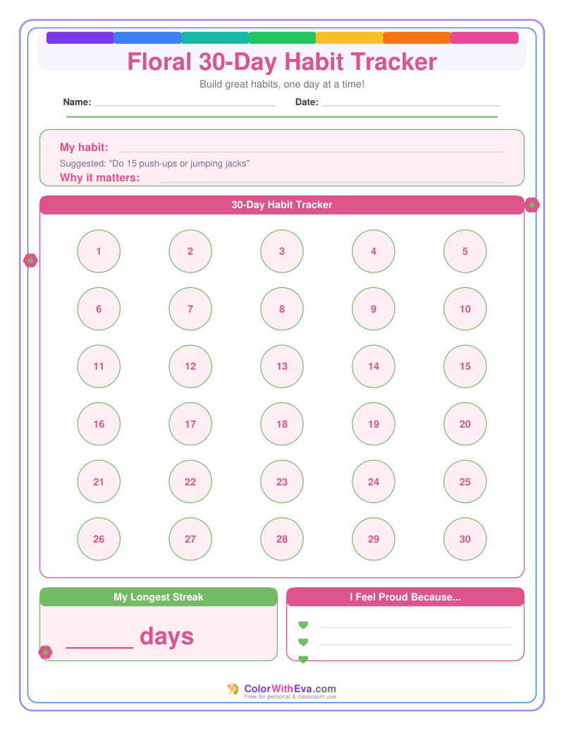 Floral 30-Day Habit Tracker preview