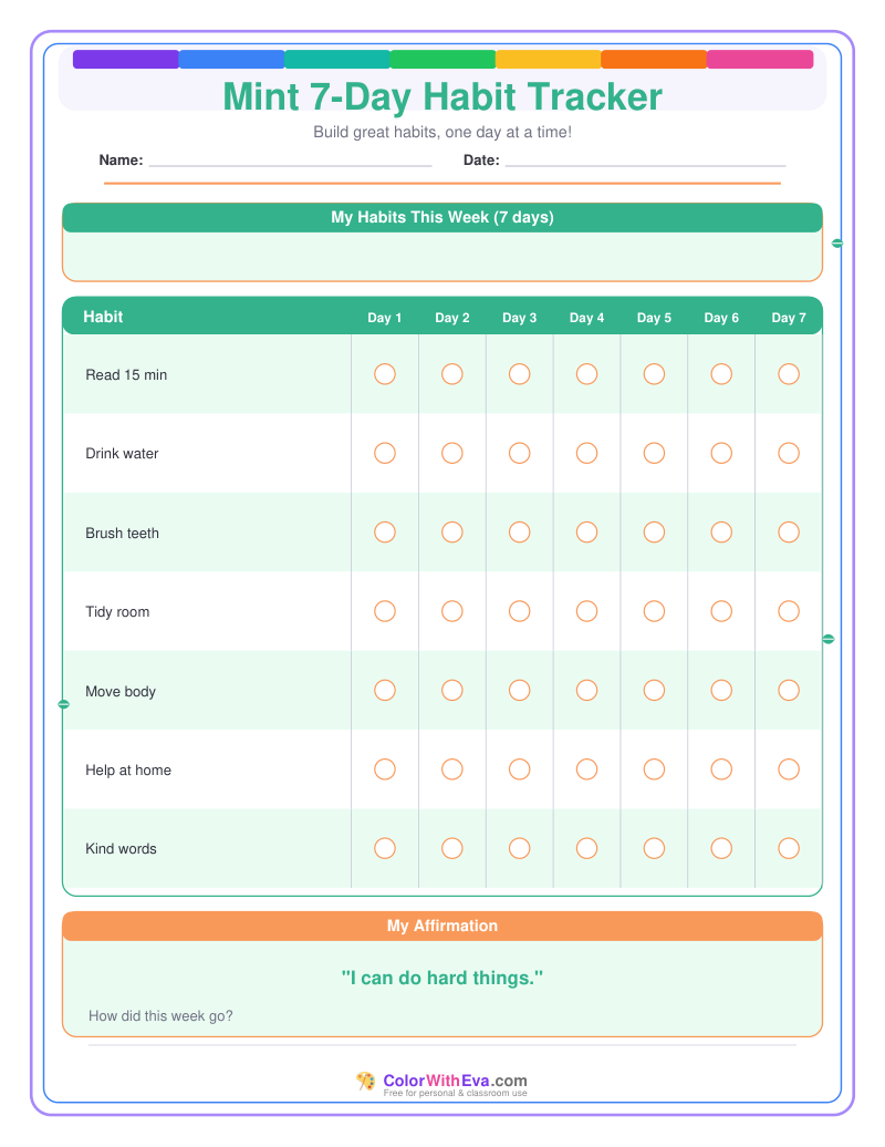 Mint 7-Day Habit Tracker preview