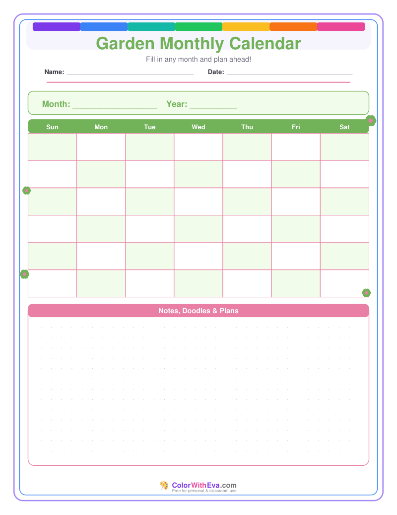 Garden Monthly Calendar preview