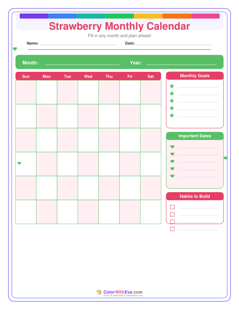 Strawberry Monthly Calendar preview