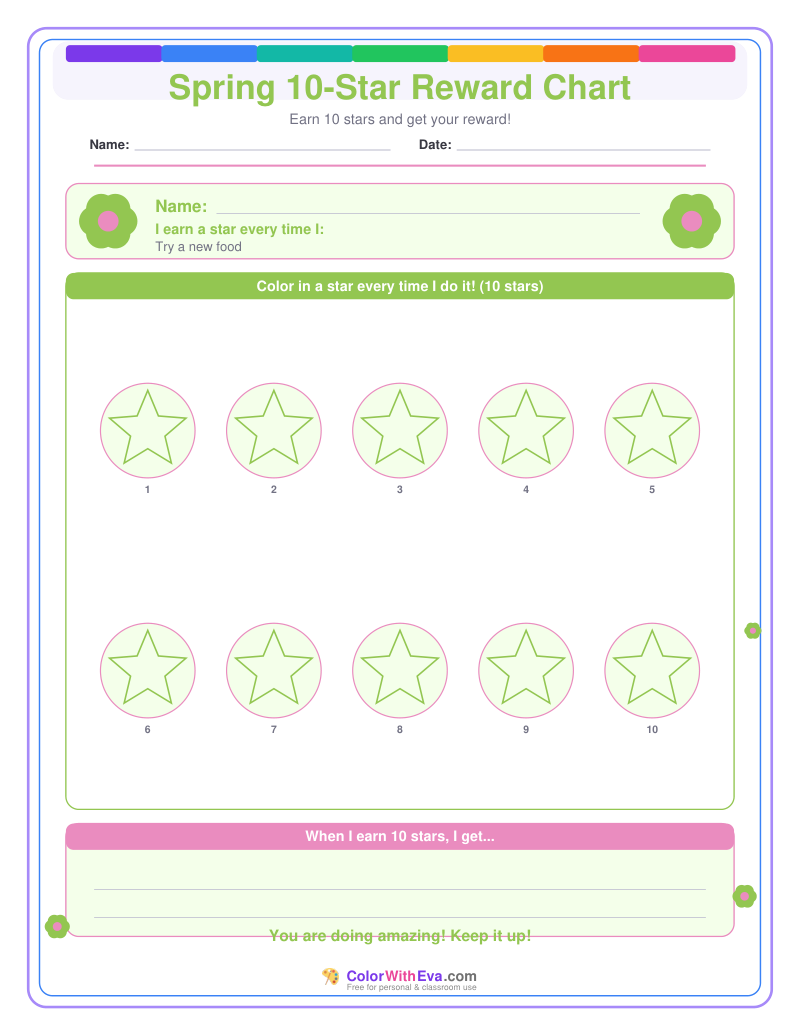 Spring 10-Star Reward Chart preview