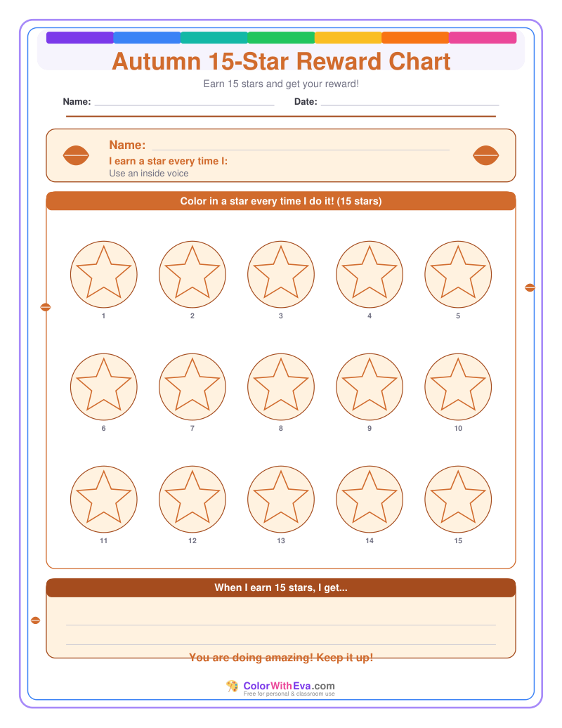 Autumn 15-Star Reward Chart preview