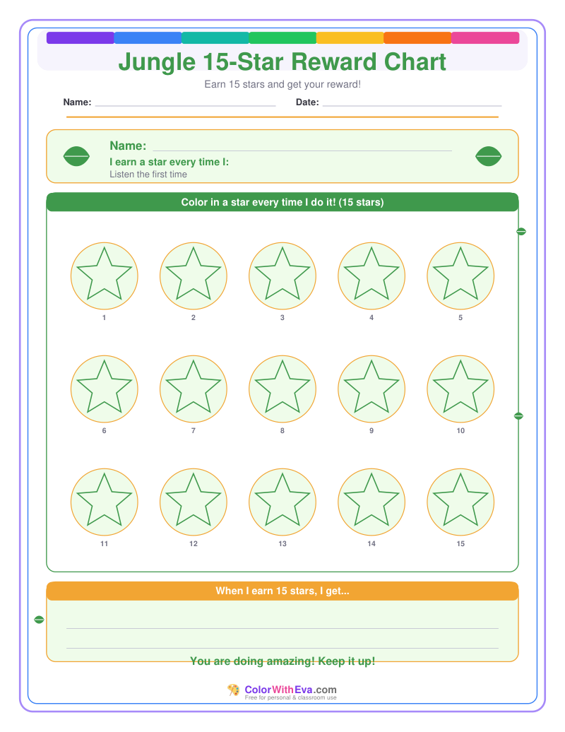Jungle 15-Star Reward Chart preview