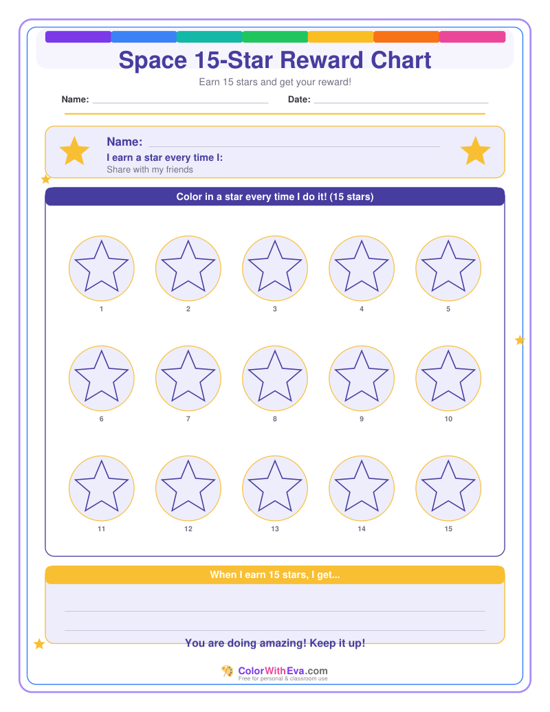 Space 15-Star Reward Chart preview