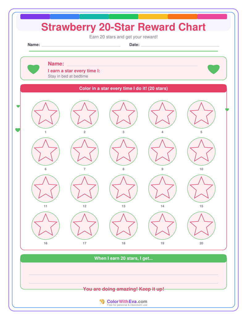 Strawberry 20-Star Reward Chart preview