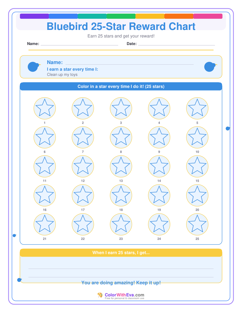 Bluebird 25-Star Reward Chart preview