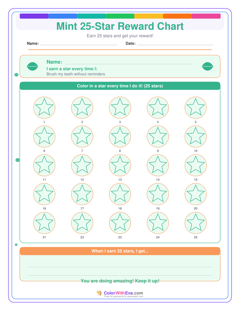 Mint 25-Star Reward Chart preview