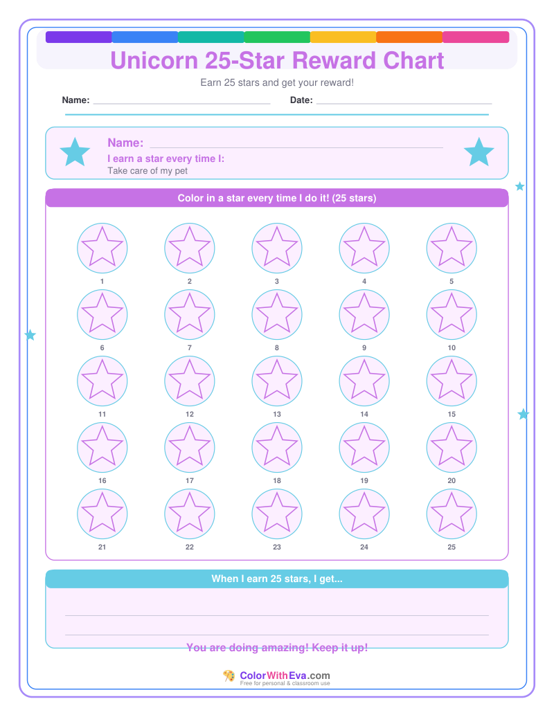 Unicorn 25-Star Reward Chart preview