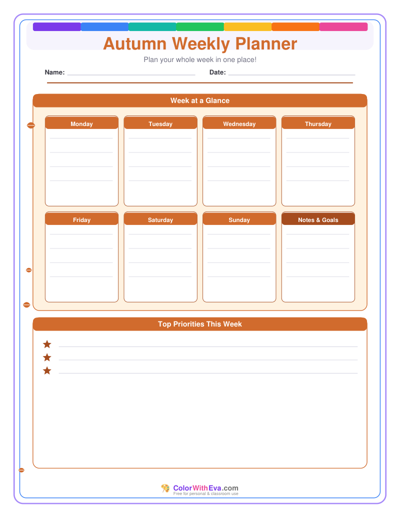 Autumn Weekly Planner preview