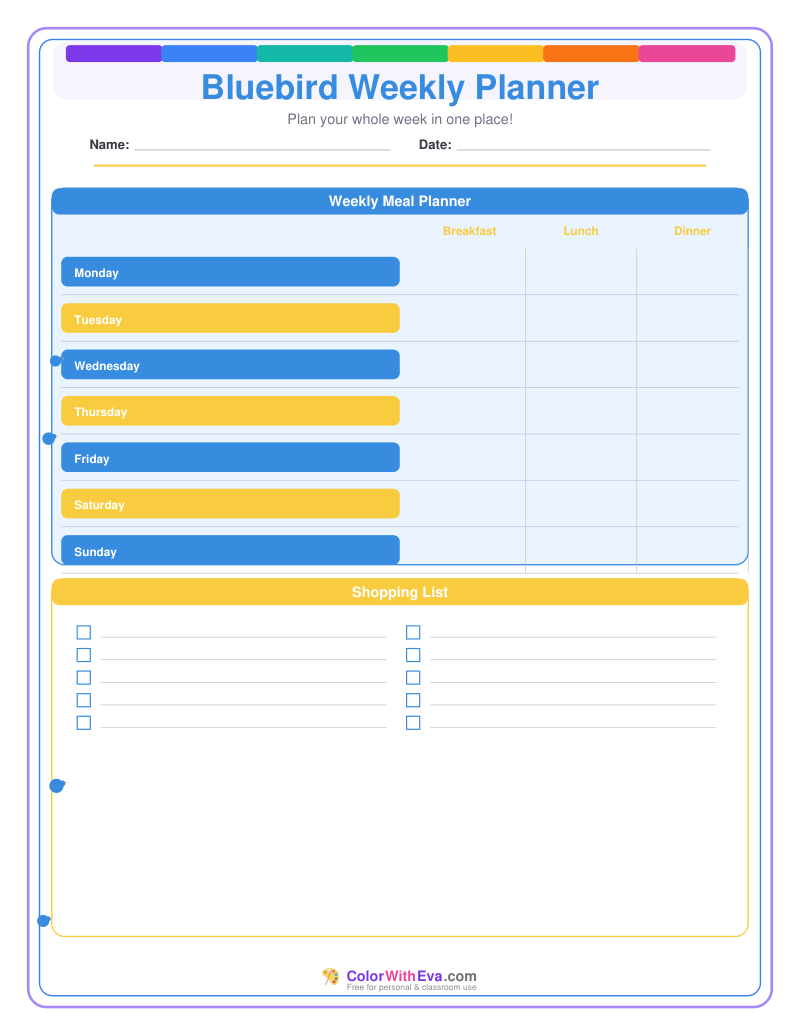 Bluebird Weekly Planner preview