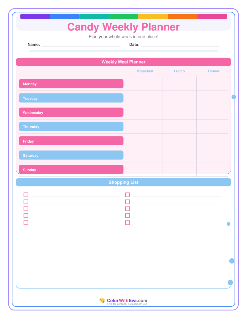 Candy Weekly Planner preview