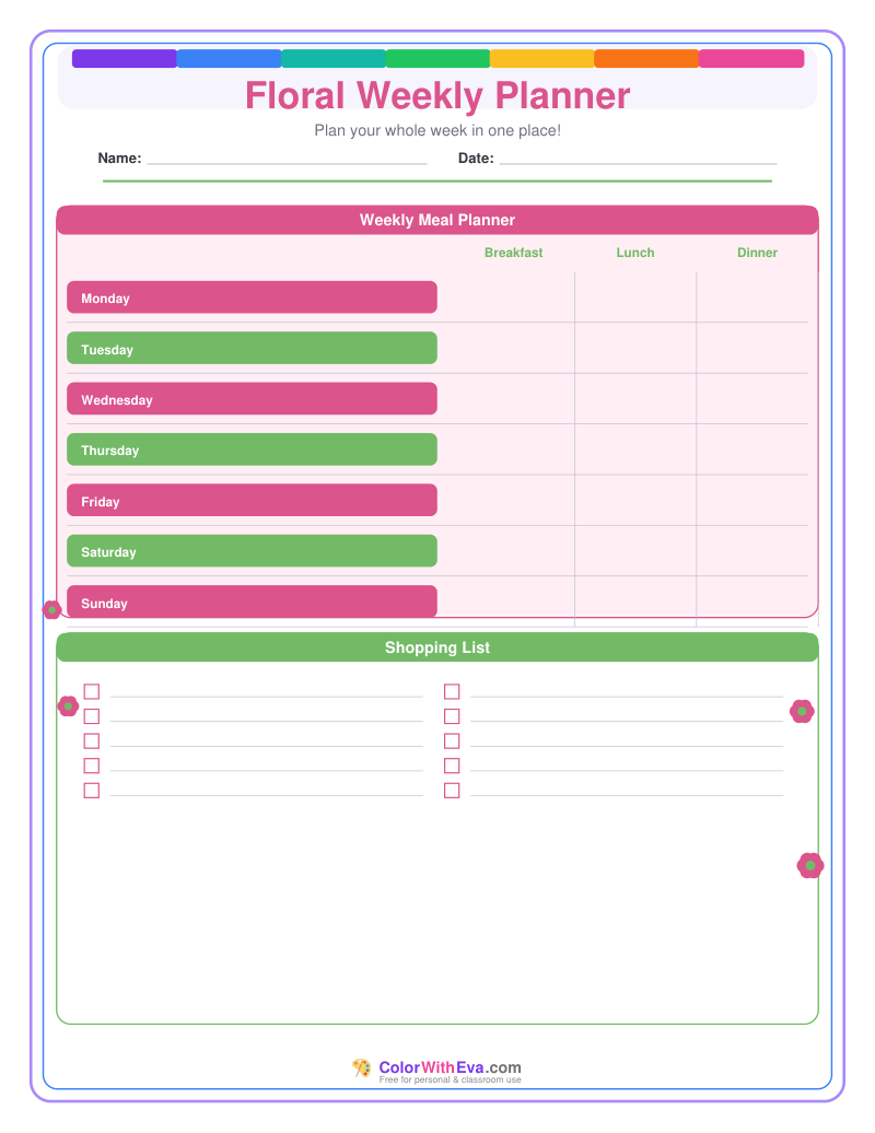 Floral Weekly Planner preview