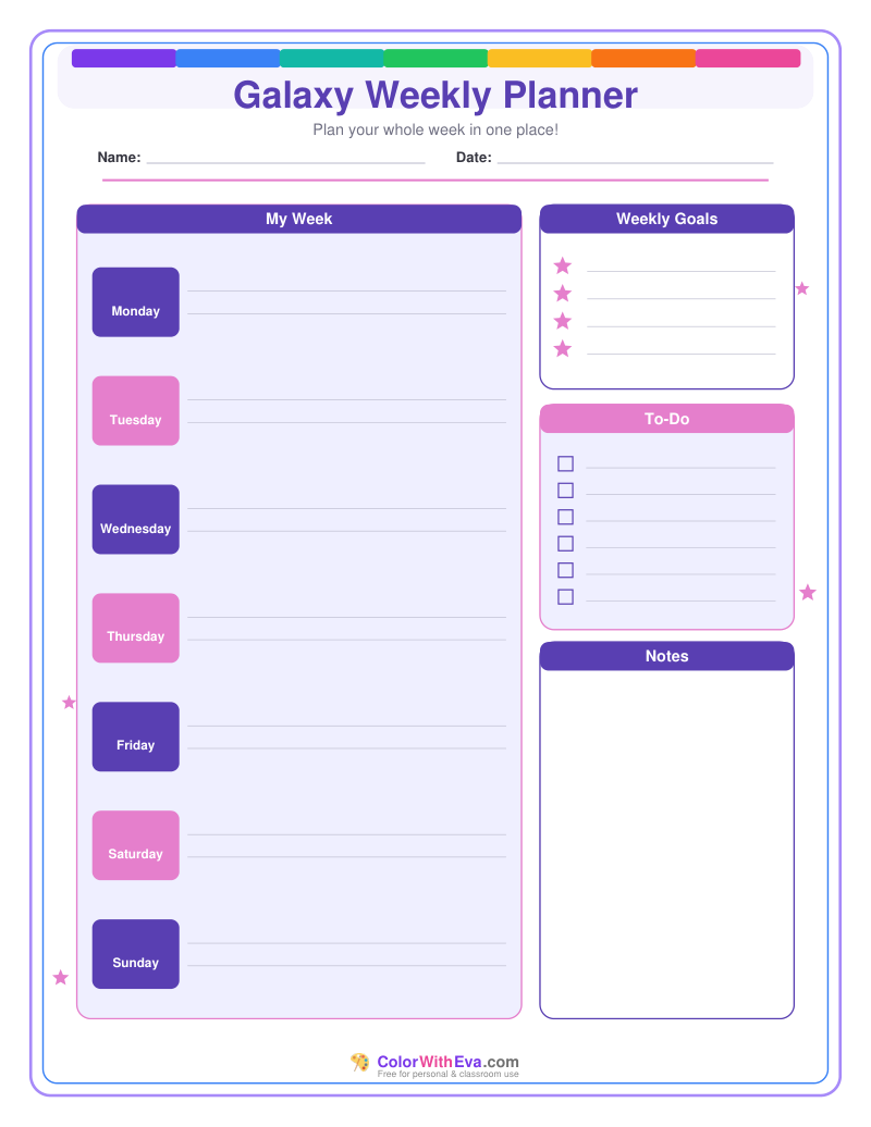 Galaxy Weekly Planner preview
