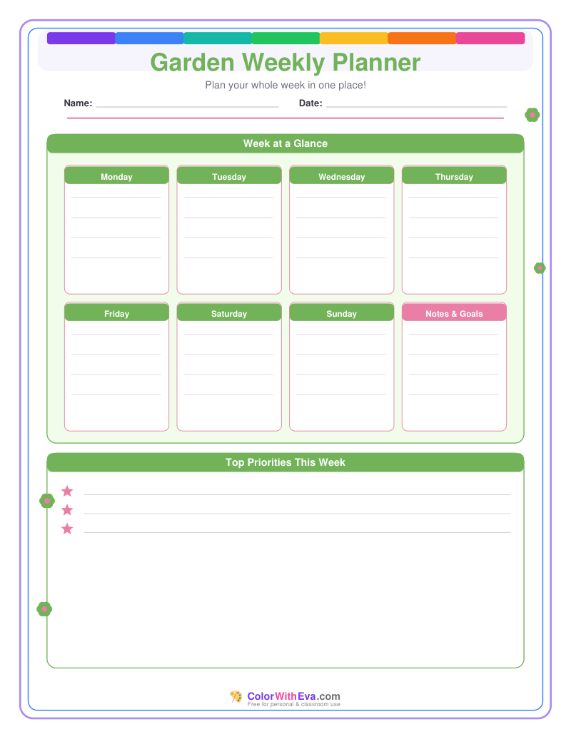 Garden Weekly Planner preview