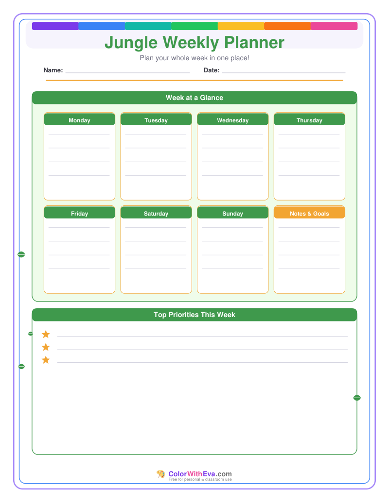 Jungle Weekly Planner preview