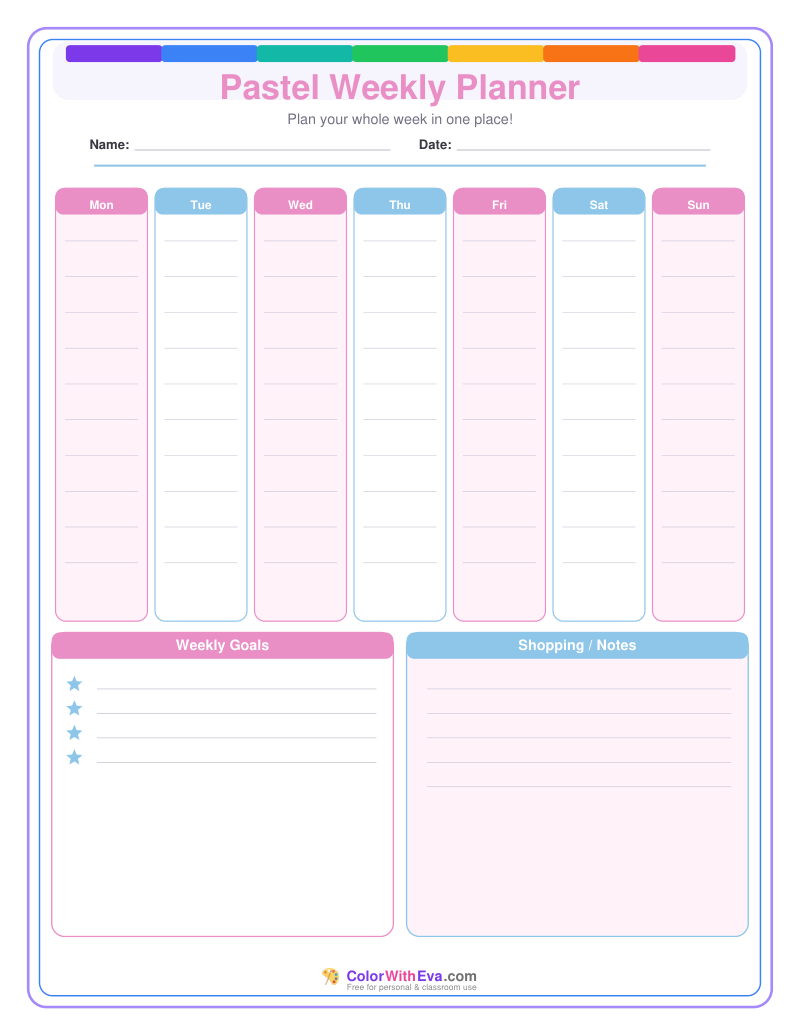 Pastel Weekly Planner preview