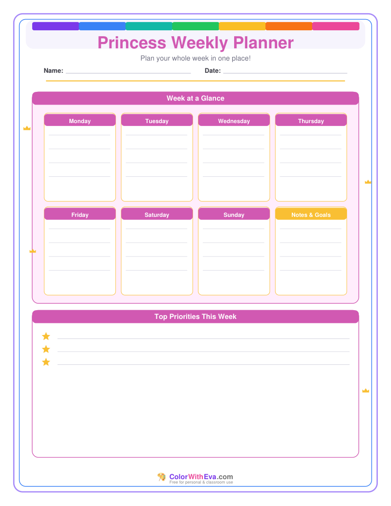 Princess Weekly Planner preview