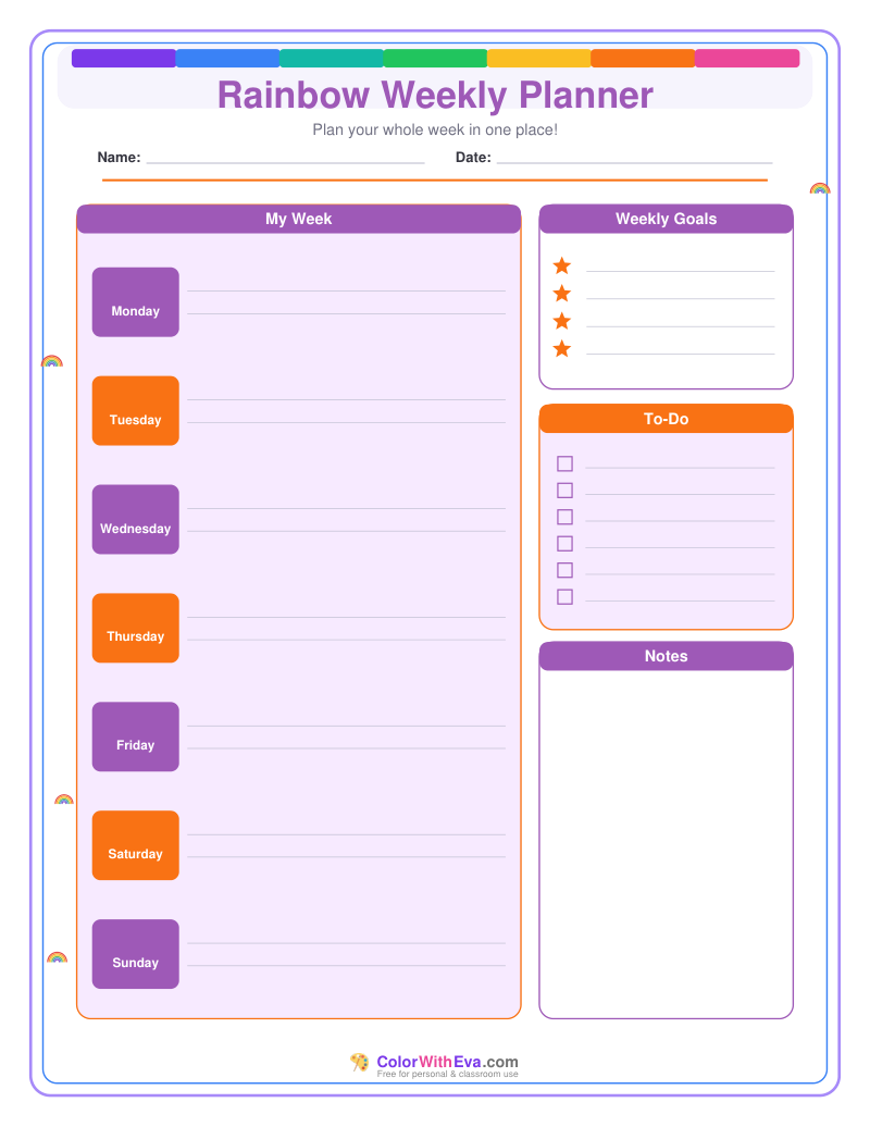 Rainbow Weekly Planner preview