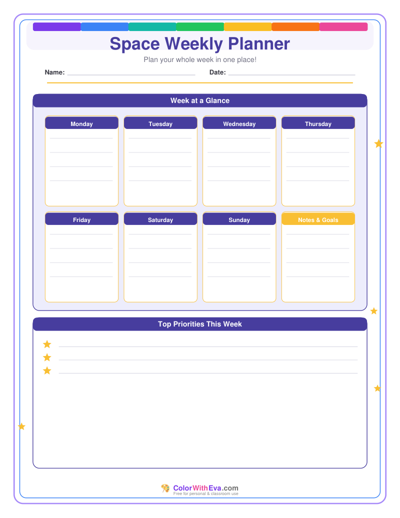 Space Weekly Planner preview