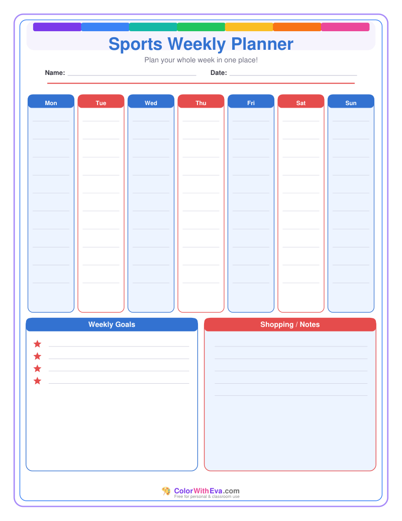 Sports Weekly Planner preview