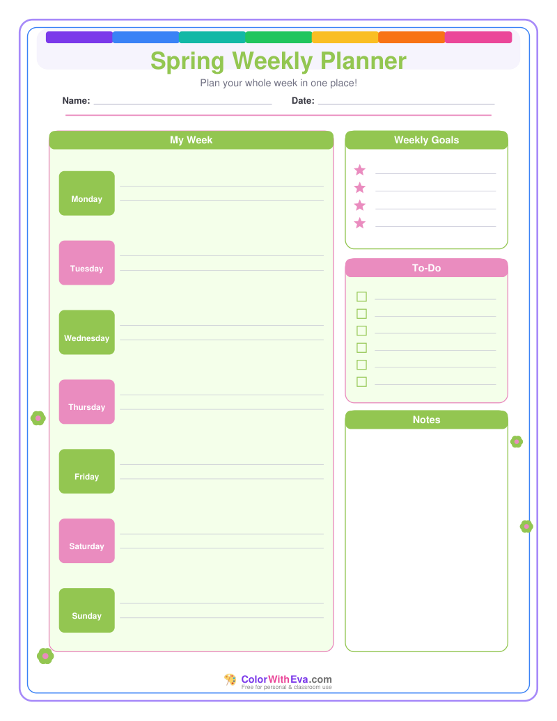 Spring Weekly Planner preview