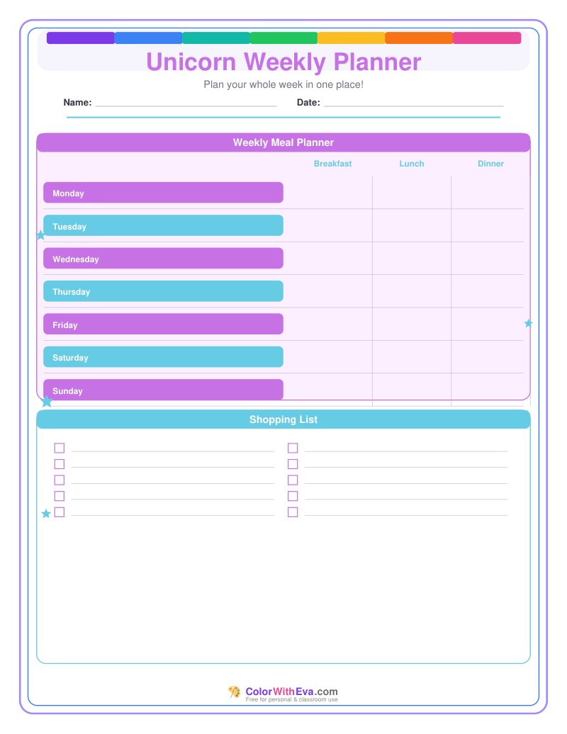 Unicorn Weekly Planner preview