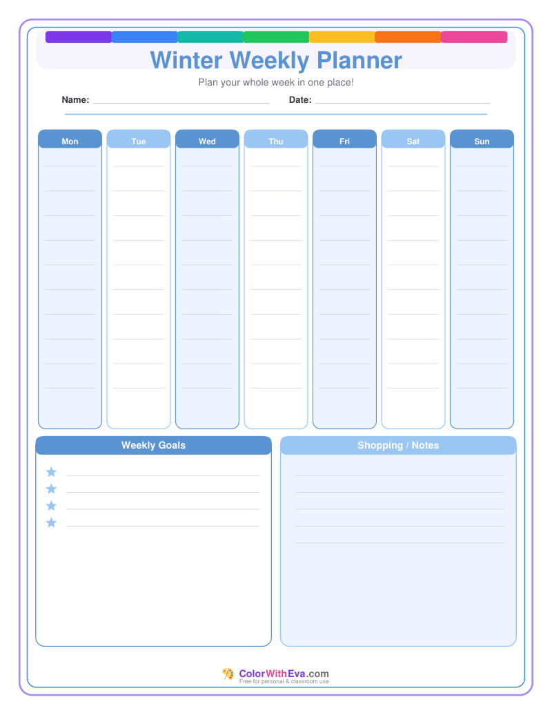 Winter Weekly Planner preview