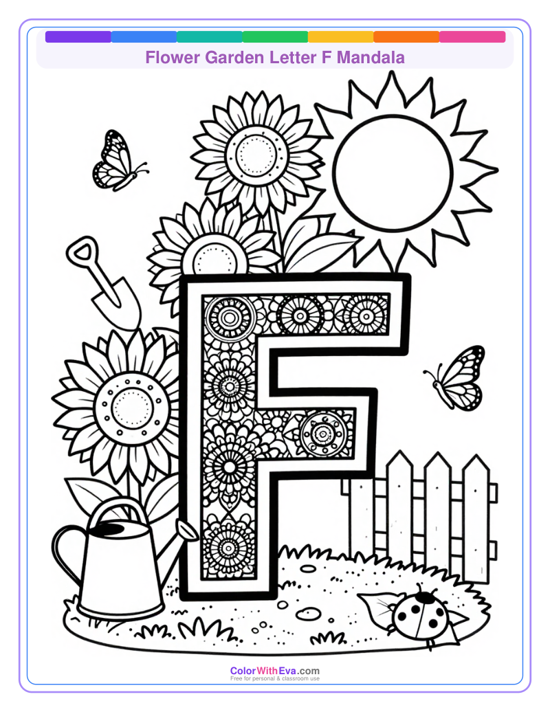 Flower Garden Letter F Mandala thumbnail