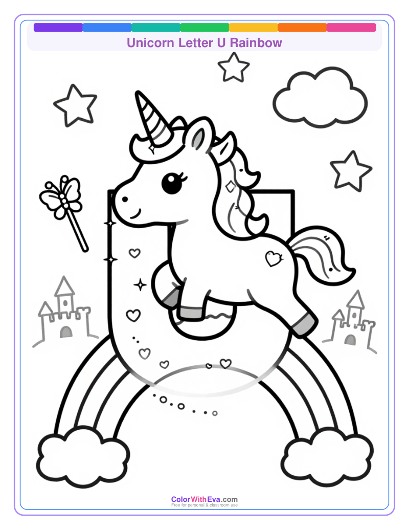 Unicorn Letter U Rainbow thumbnail