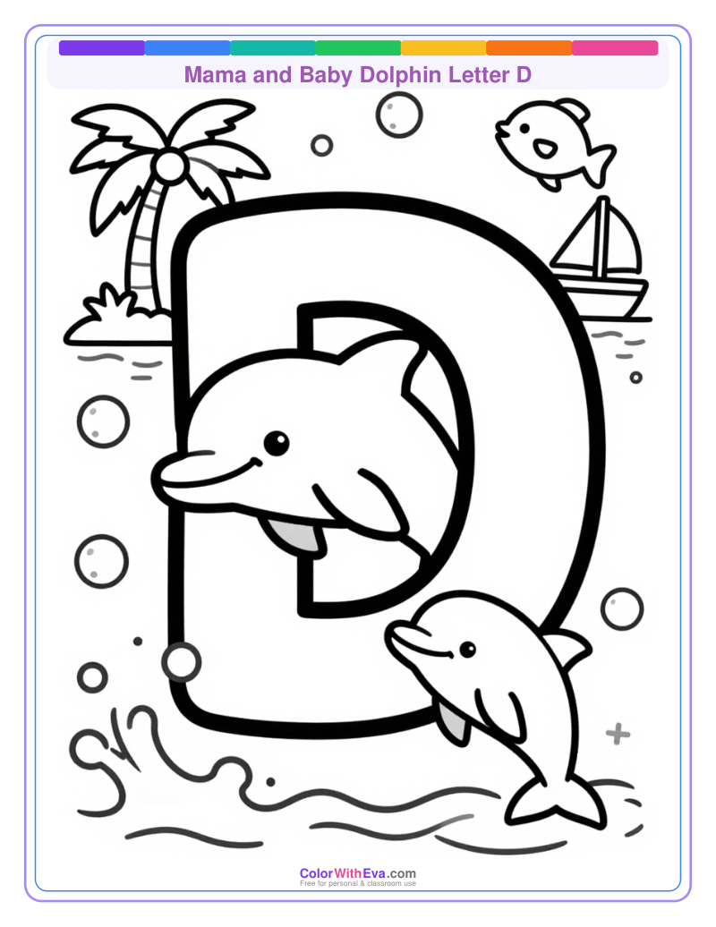 Mama and Baby Dolphin Letter D thumbnail