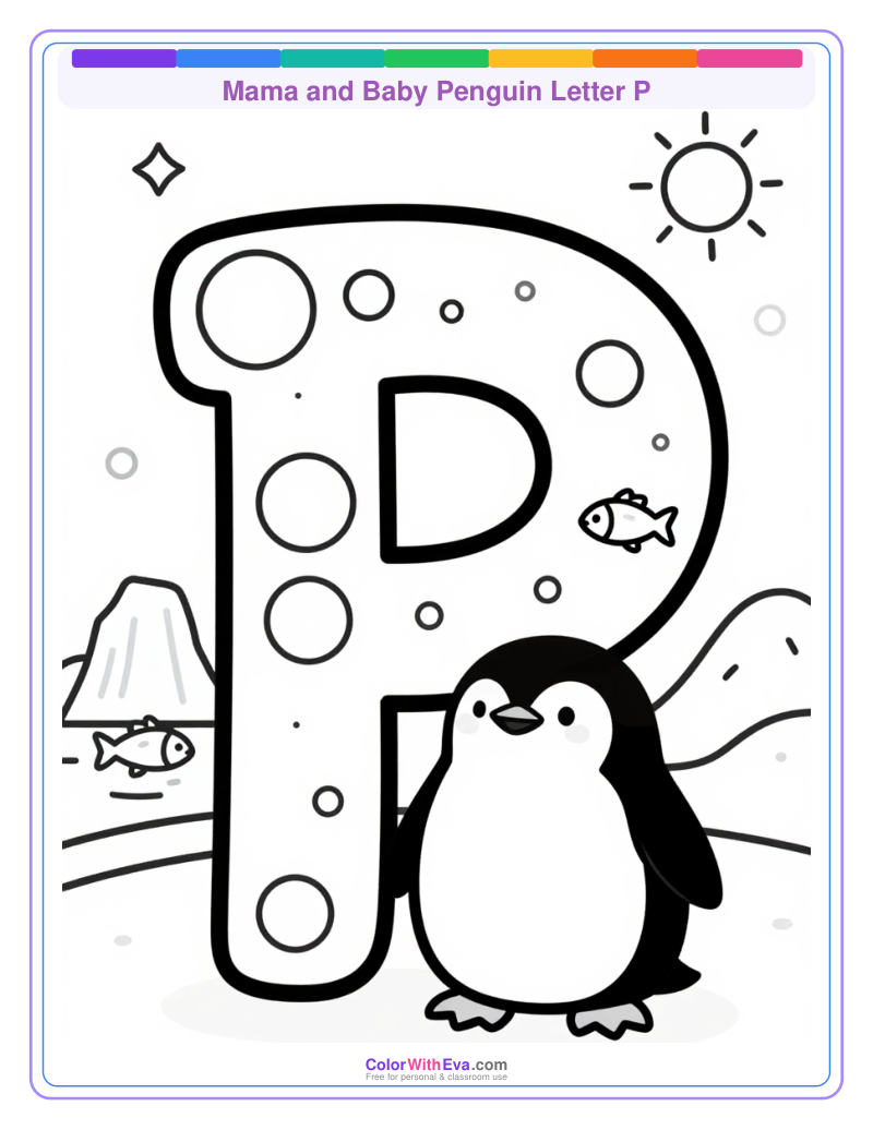 Mama and Baby Penguin Letter P thumbnail