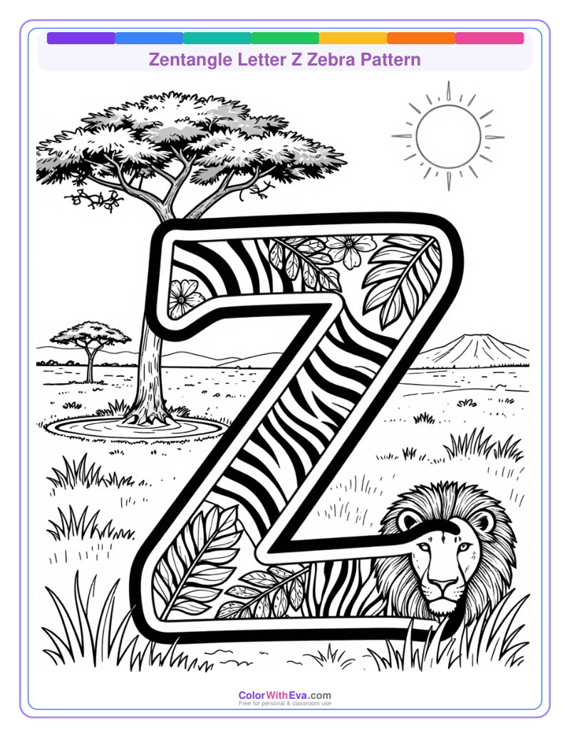 Zentangle Letter Z Zebra Pattern thumbnail