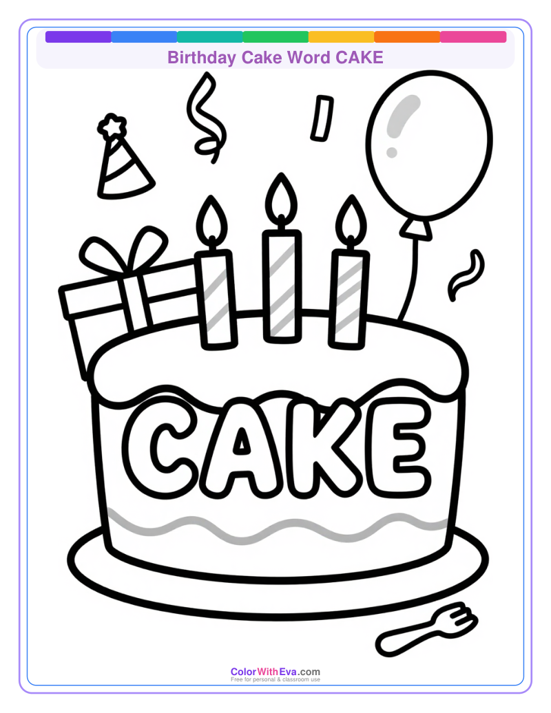 Birthday Cake Word CAKE preview