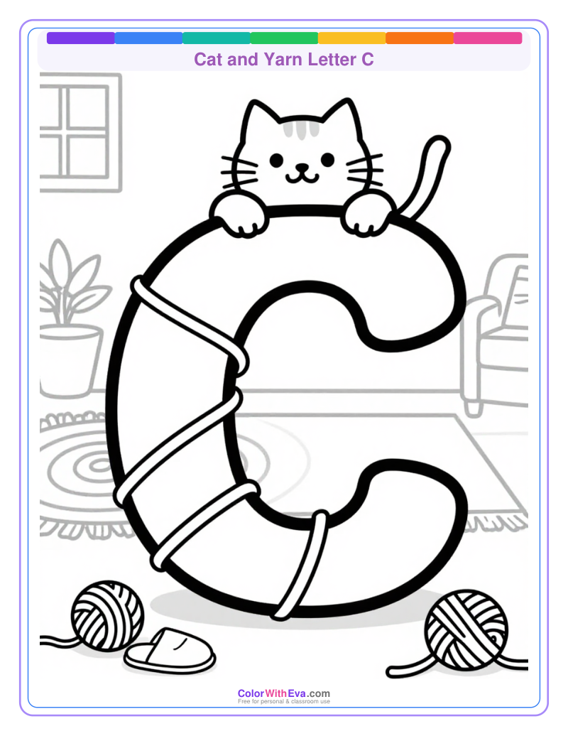 Cat and Yarn Letter C preview