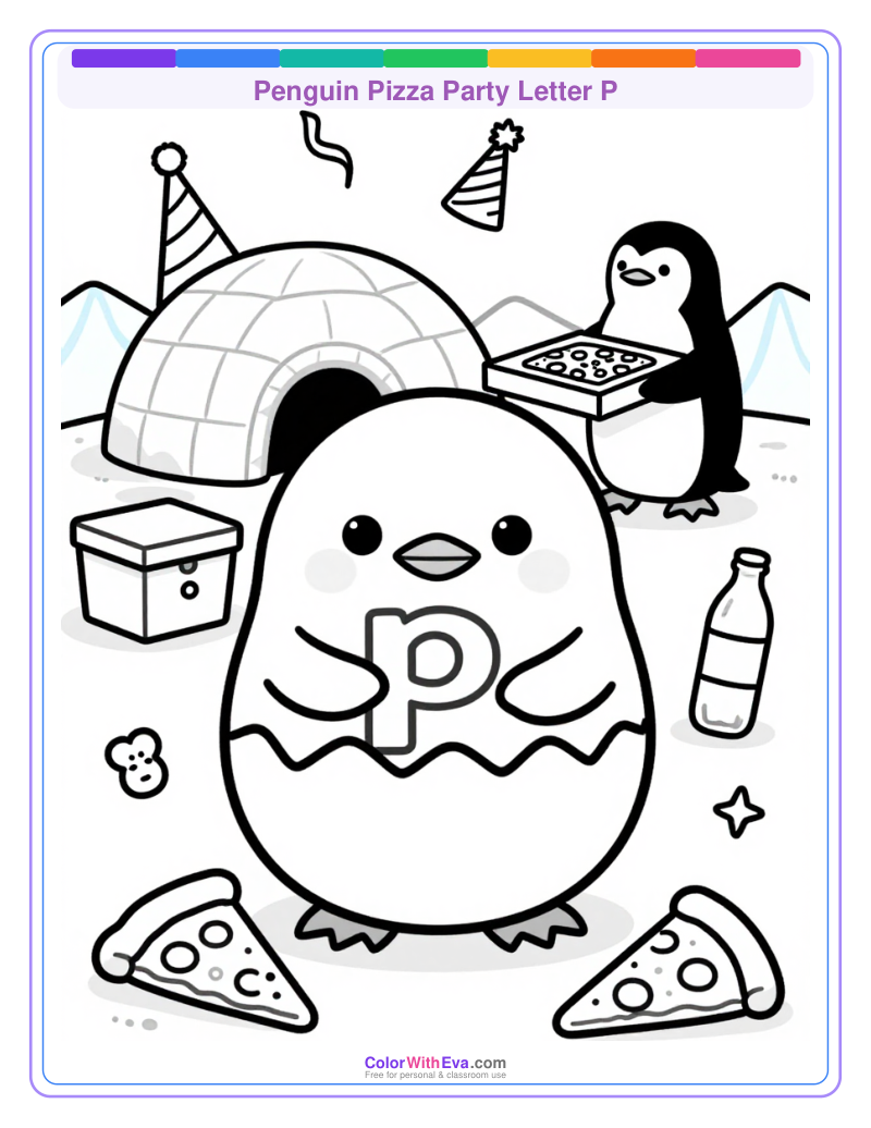 Penguin Pizza Party Letter P thumbnail